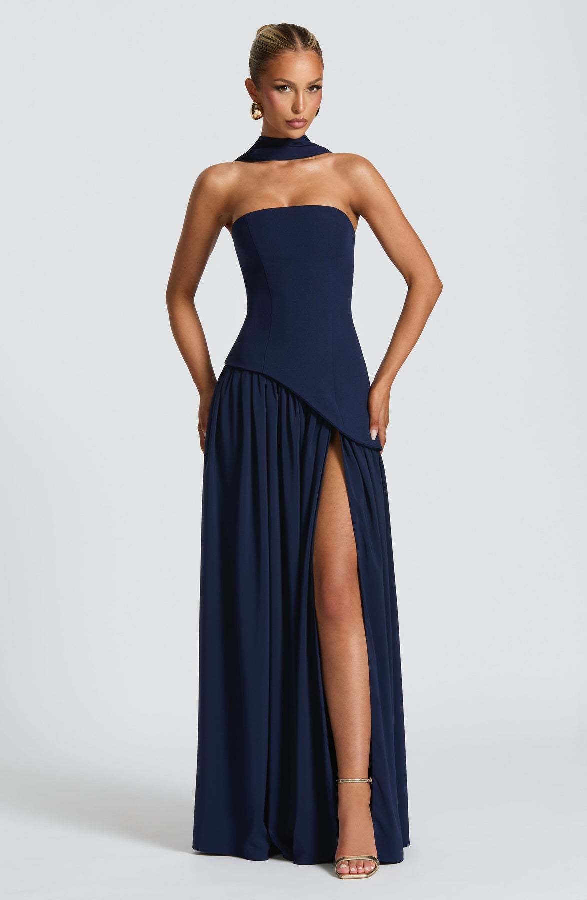 Strapless High Split Backless Long Dress