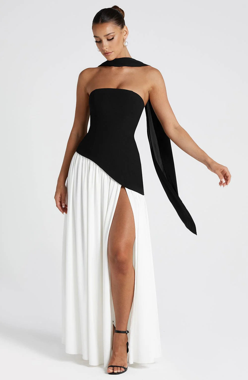 Strapless High Split Backless Long Dress