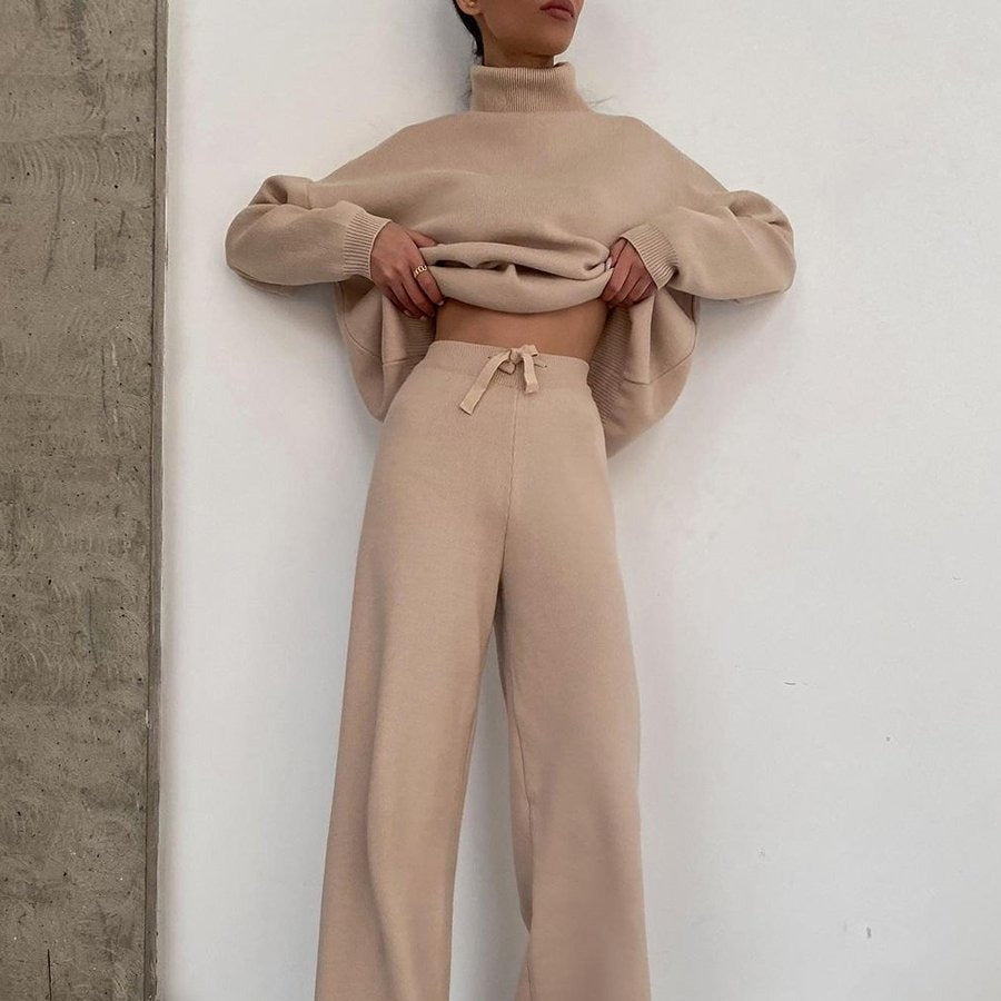 Casual Women's Wide-Leg Pants Two-Piece Set