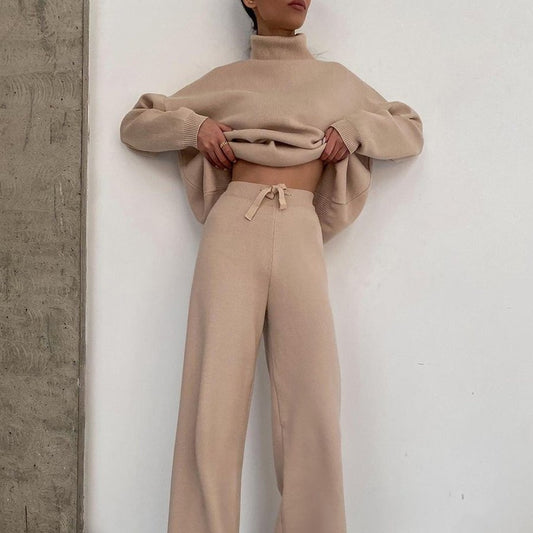 Casual Women's Wide-Leg Pants Two-Piece Set