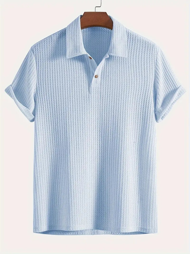 Men's top lapel diamond-patterned knitted polo cedar