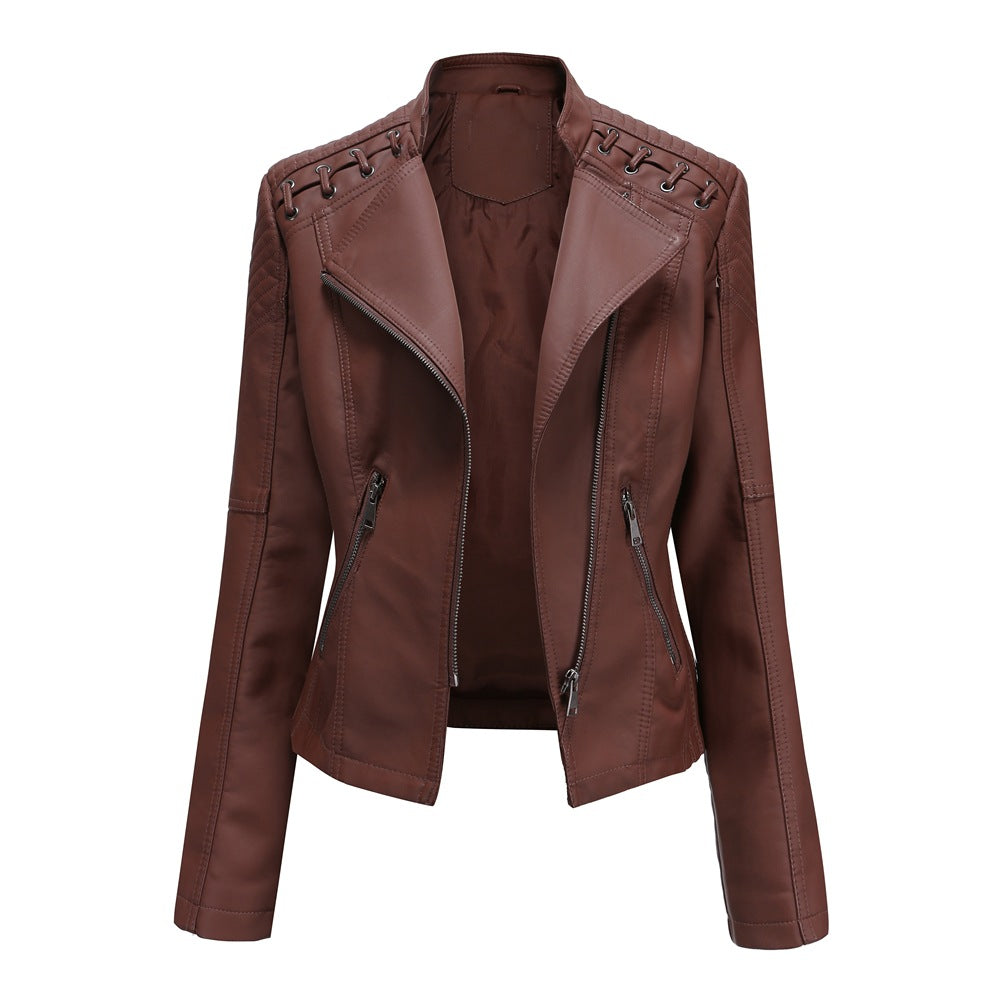 Womens Slim Fit PU Leather Jacket
