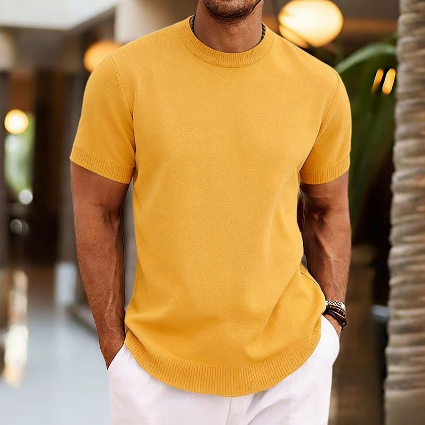 Men's summer short-sleeved knit shirt