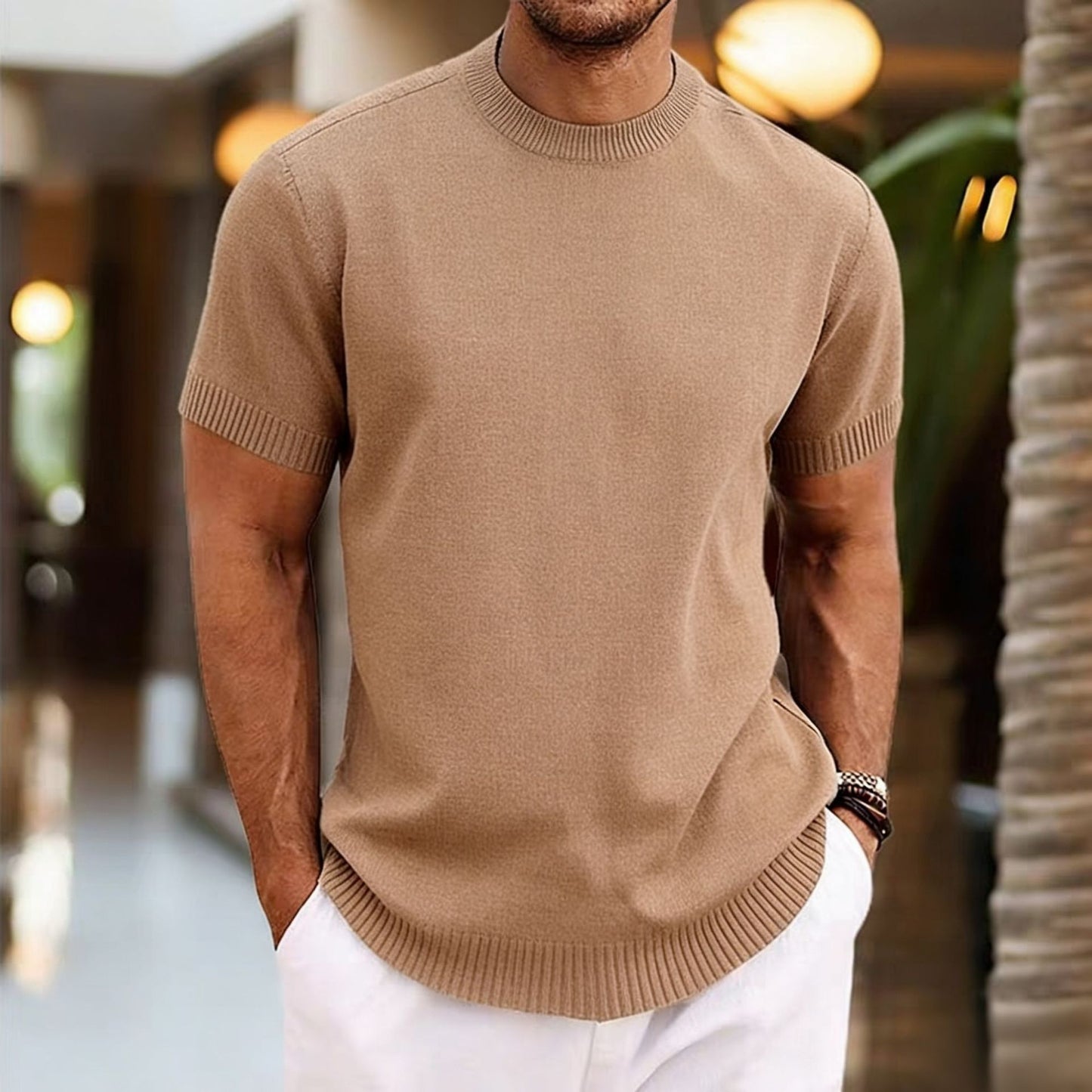 Men's summer short-sleeved knit shirt