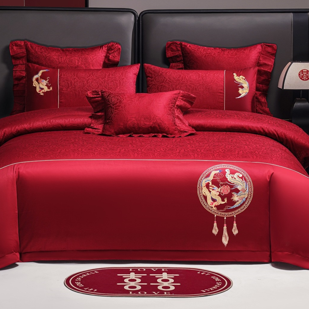 Wedding Cotton Bedding Set with Embroidery