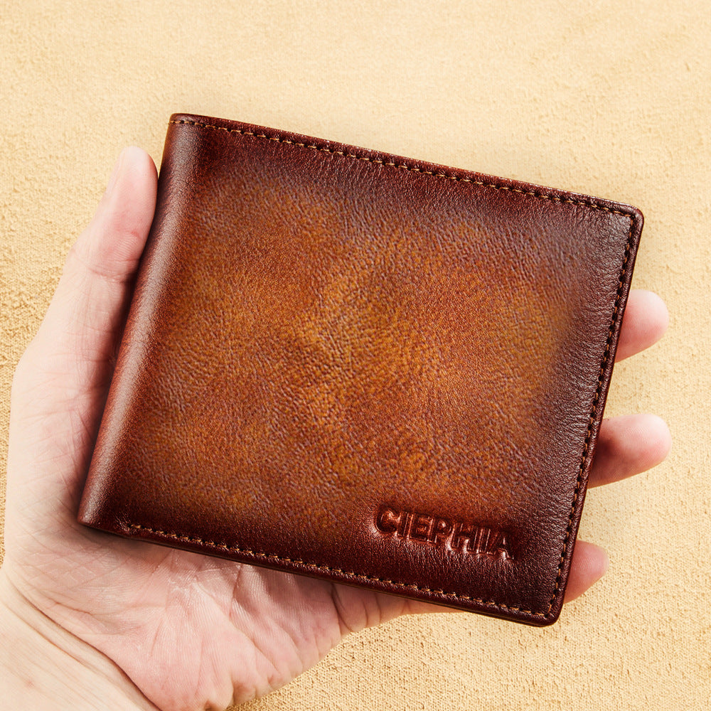 European retro aesthetic Leather Wallet