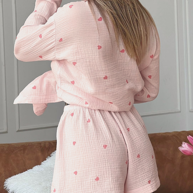 Heart print pajama for women