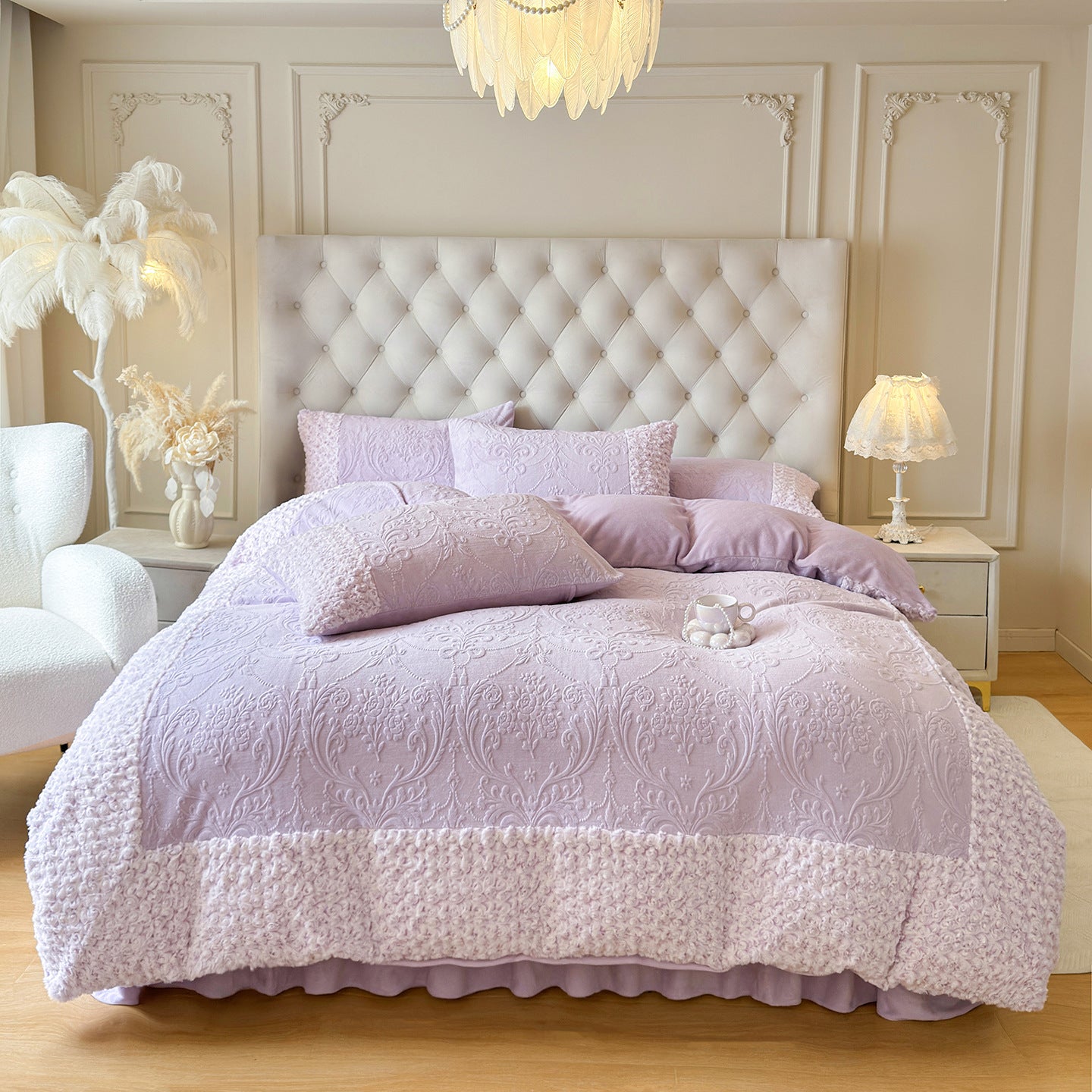 Carved milk velvet bedding