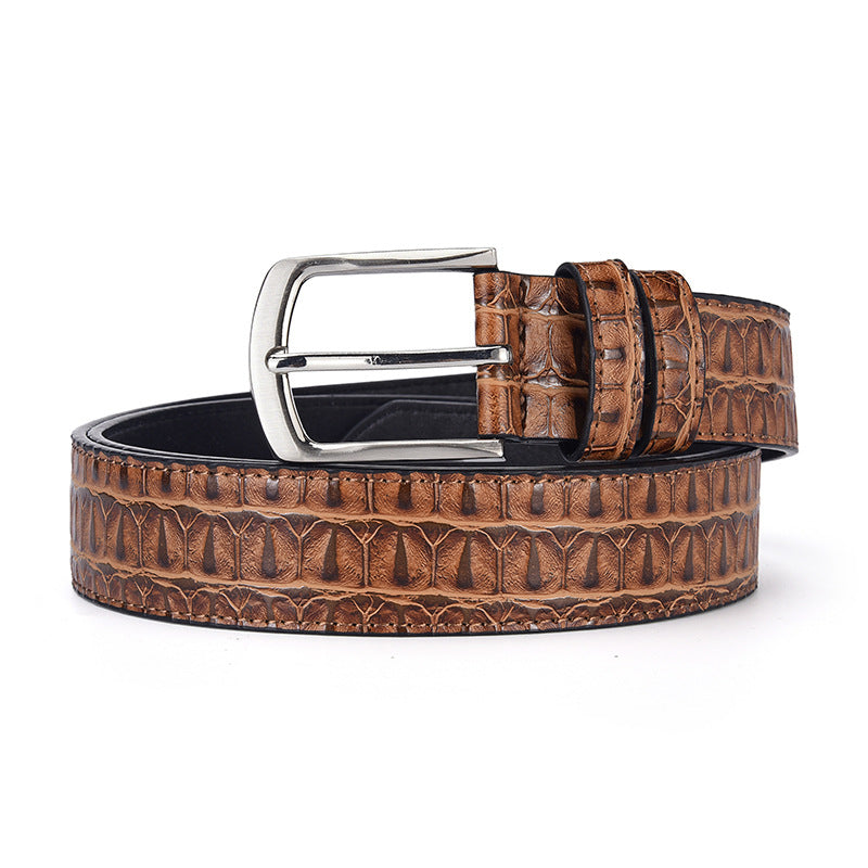 Men's Crocodile Pattern Pin Buckle Belt