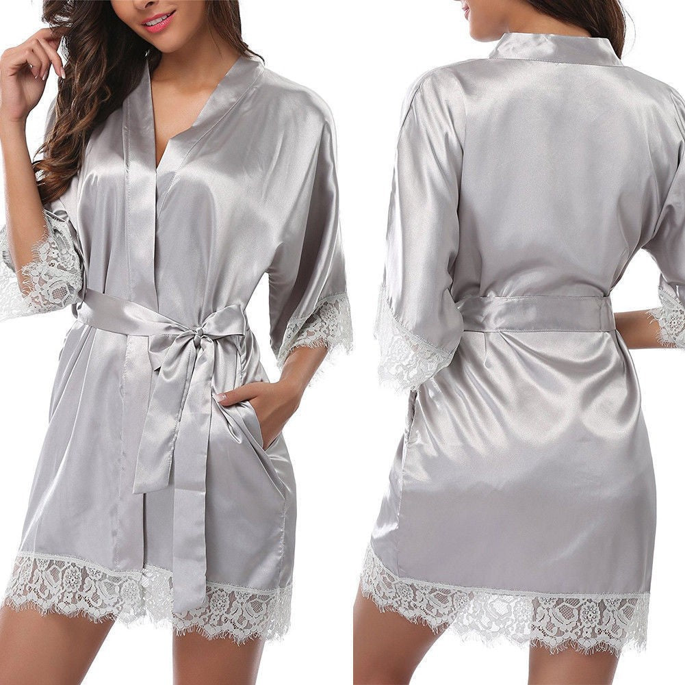 Plus size robe sexy bathrobe ice silk pajamas