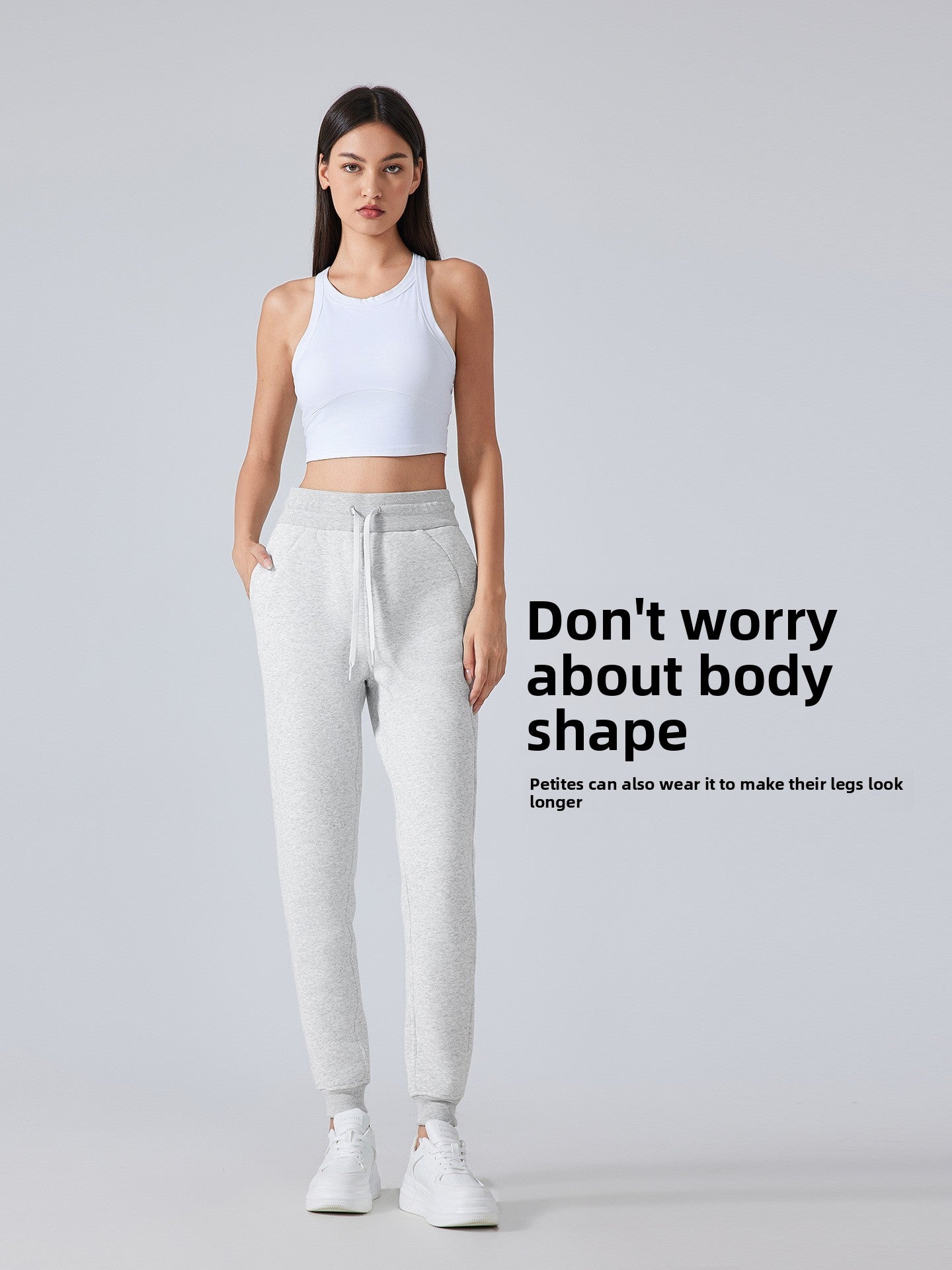 High-waisted loose-cuffed sports pants
