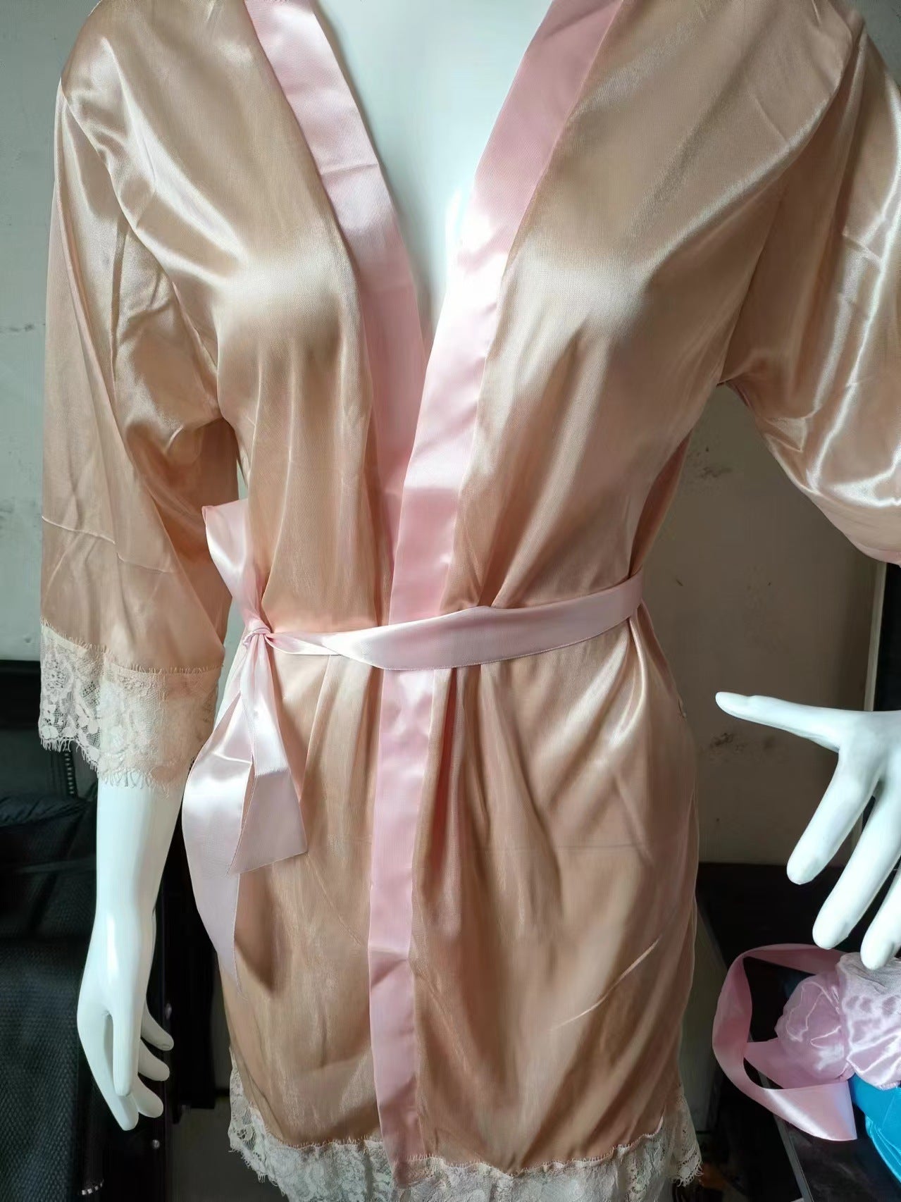 Plus size robe sexy bathrobe ice silk pajamas
