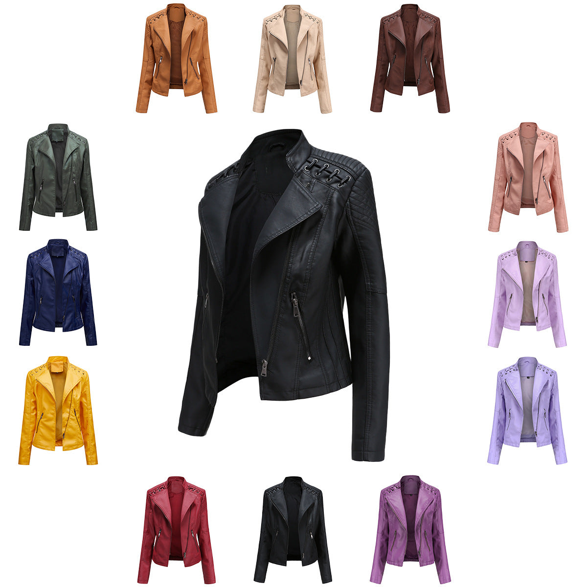 Womens Slim Fit PU Leather Jacket