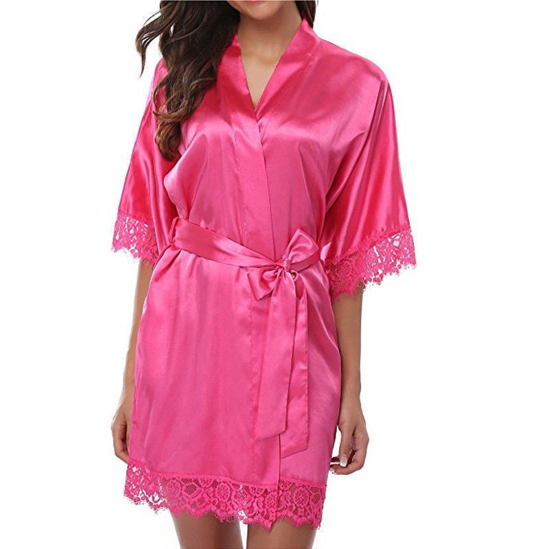 Plus size robe sexy bathrobe ice silk pajamas