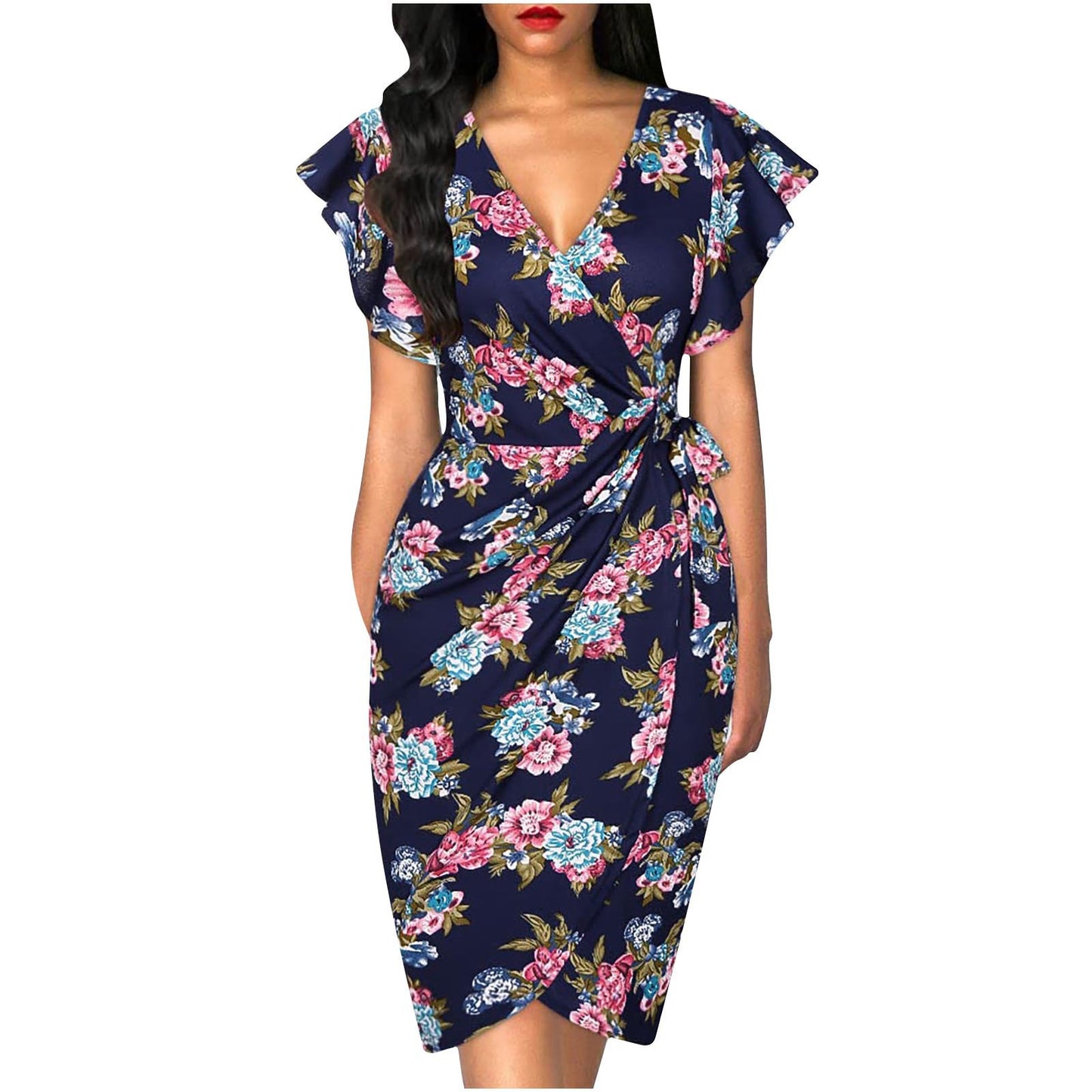 Elegant Twist Waist Pleated Dress