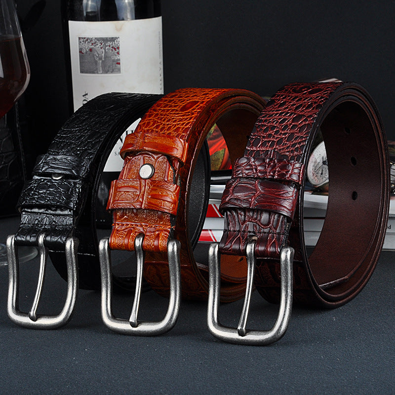 Men's Genuine Leather Crocodile Pattern Belt