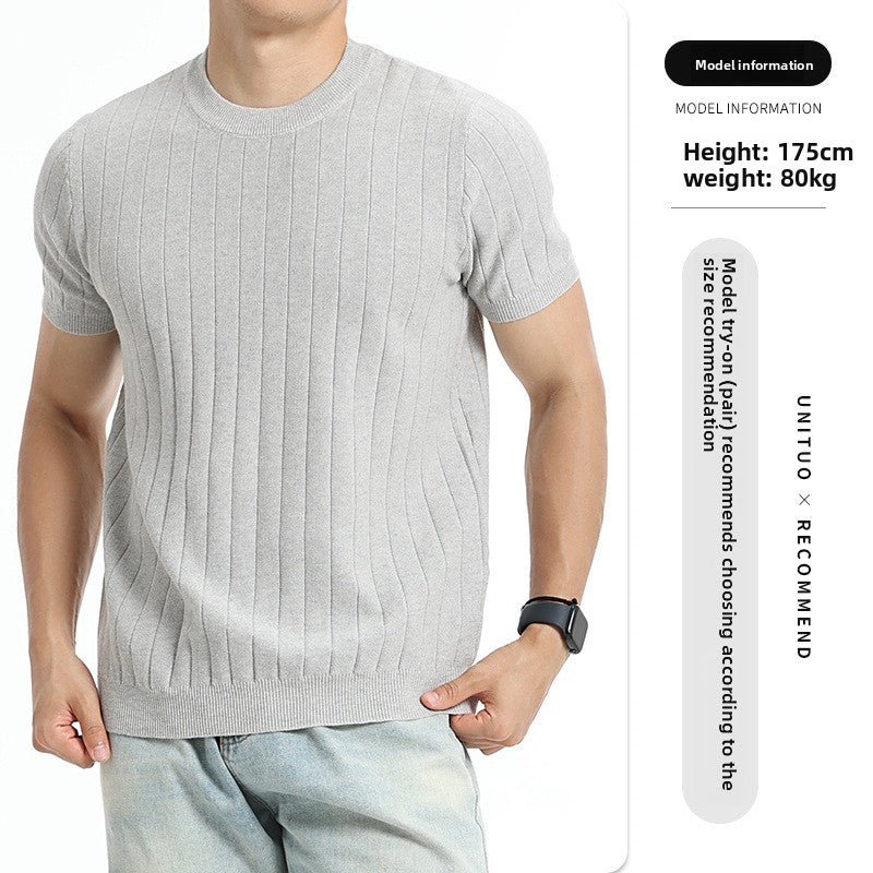 Ribbed Texture Knit T-Shirt