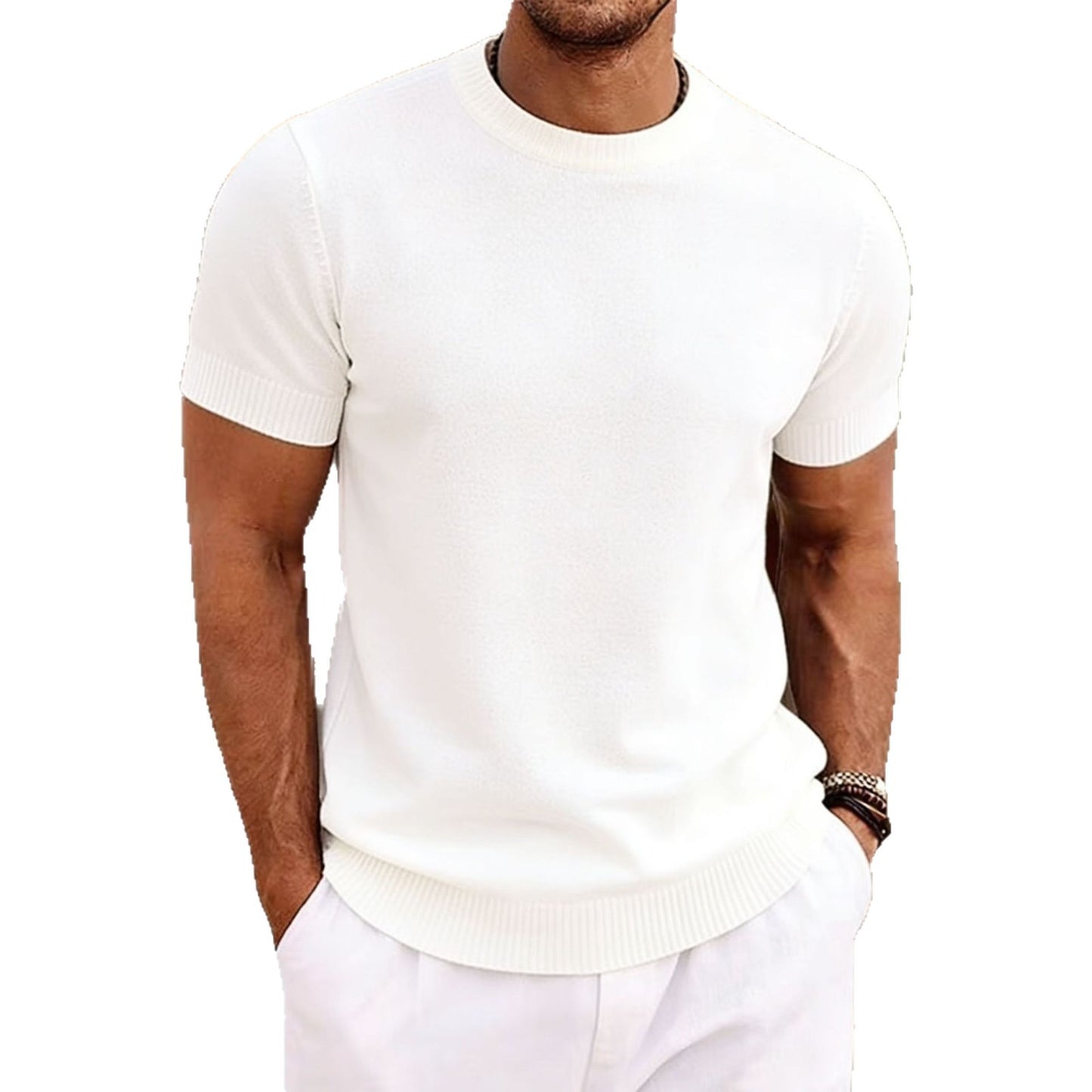 Men's summer short-sleeved knit shirt