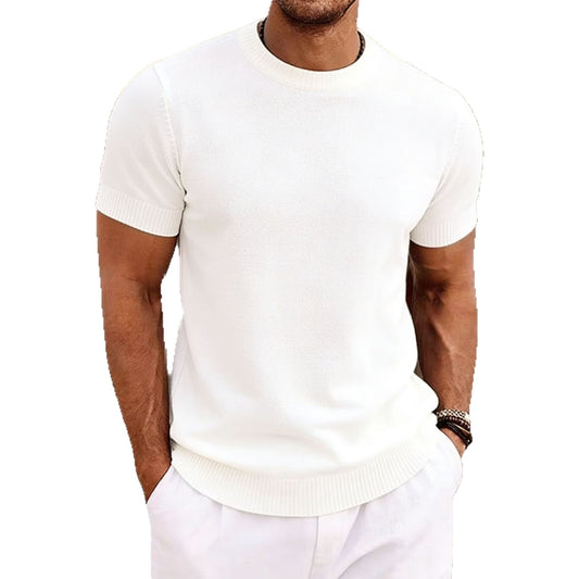 Camisa de punto de manga corta de verano para hombre