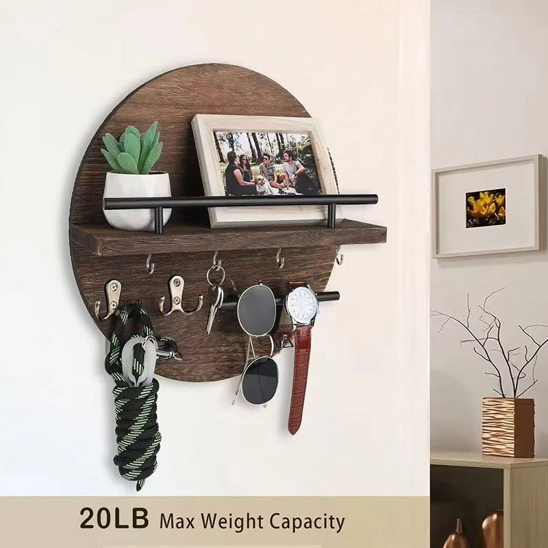 Round Wooden Wall Shelf