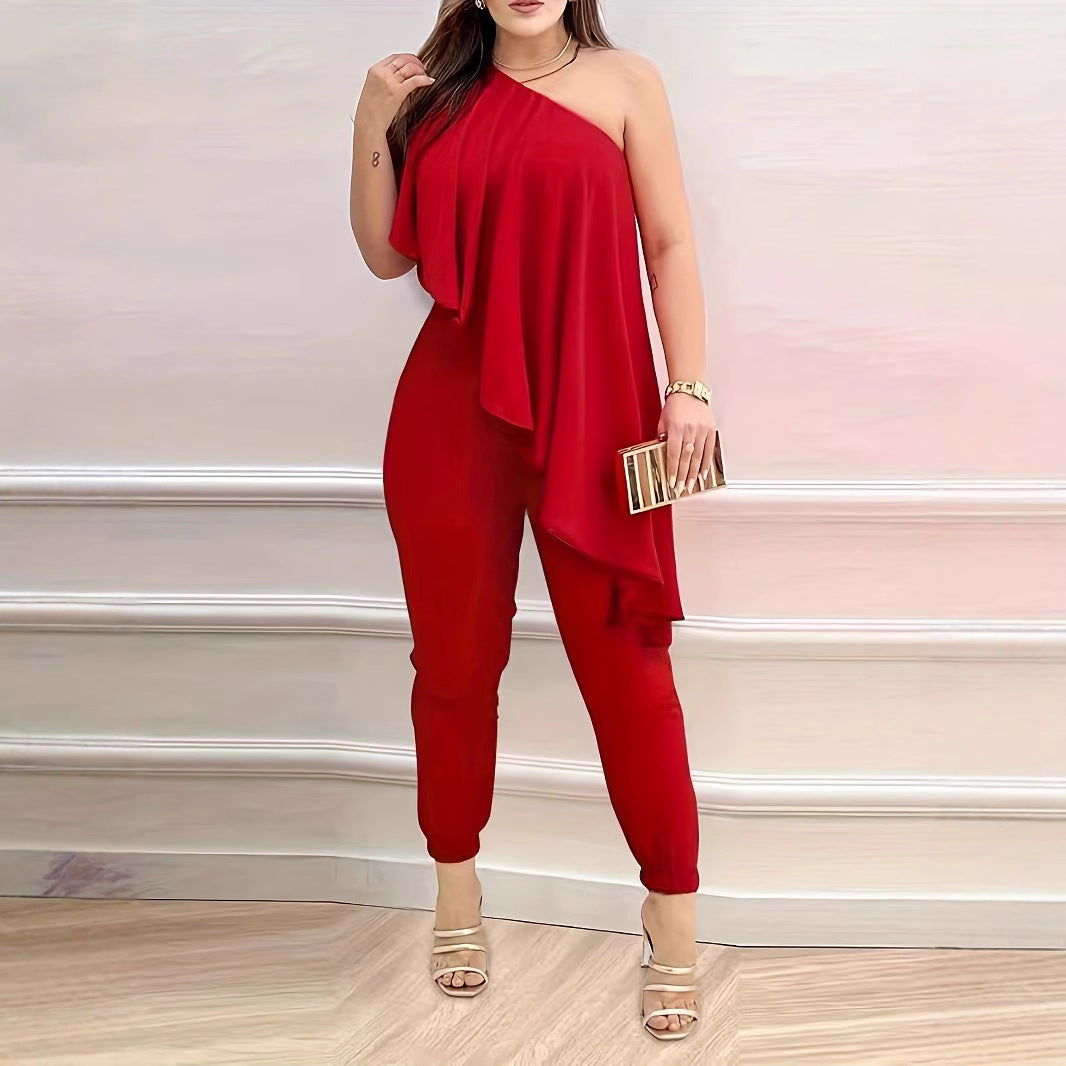 Women's Sleeveless Asymmetrical Jumpsuit Casual Summer Wear