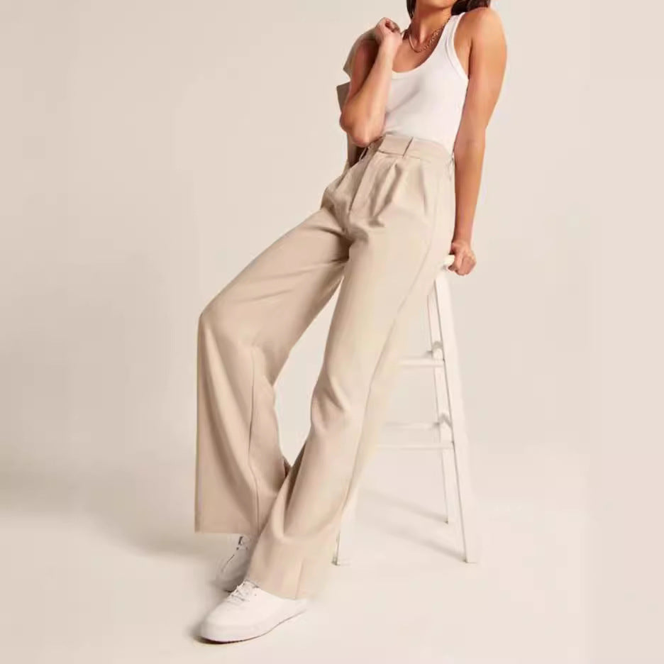 Pantalones anchos de cintura alta para mujer