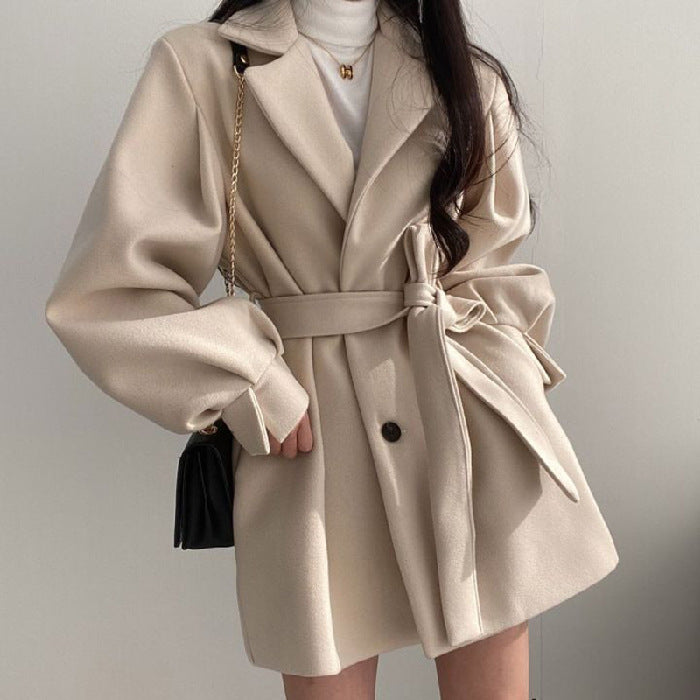 Women's British Style Woolen Mid-Length Coat
