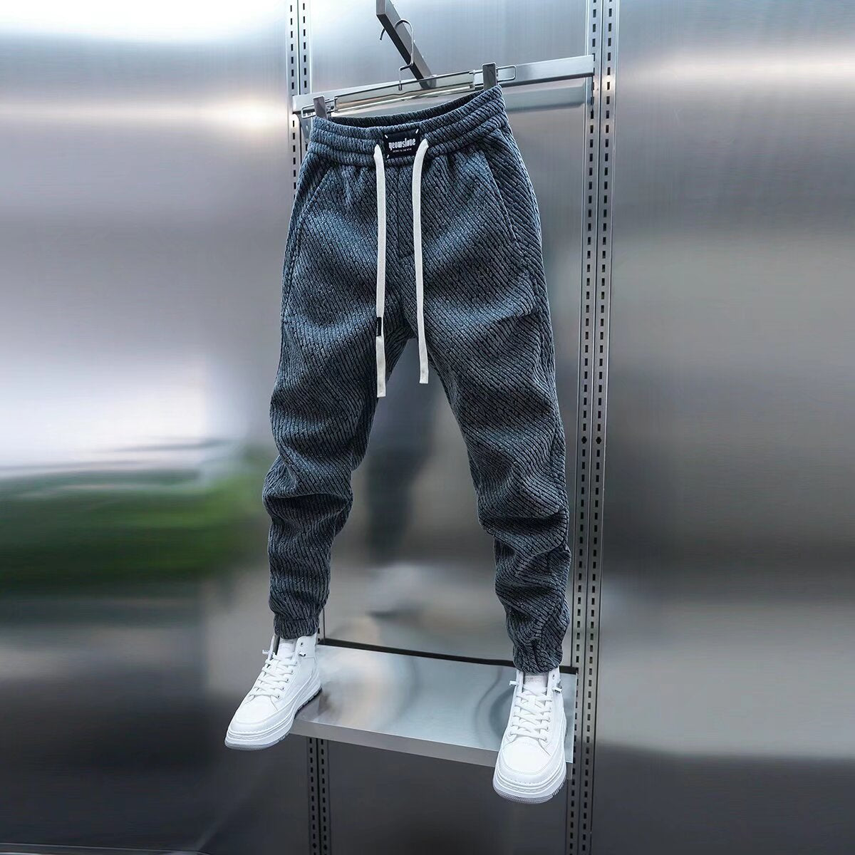 Chanel Style Striped Sweatpants Men Loose Casual Trousers