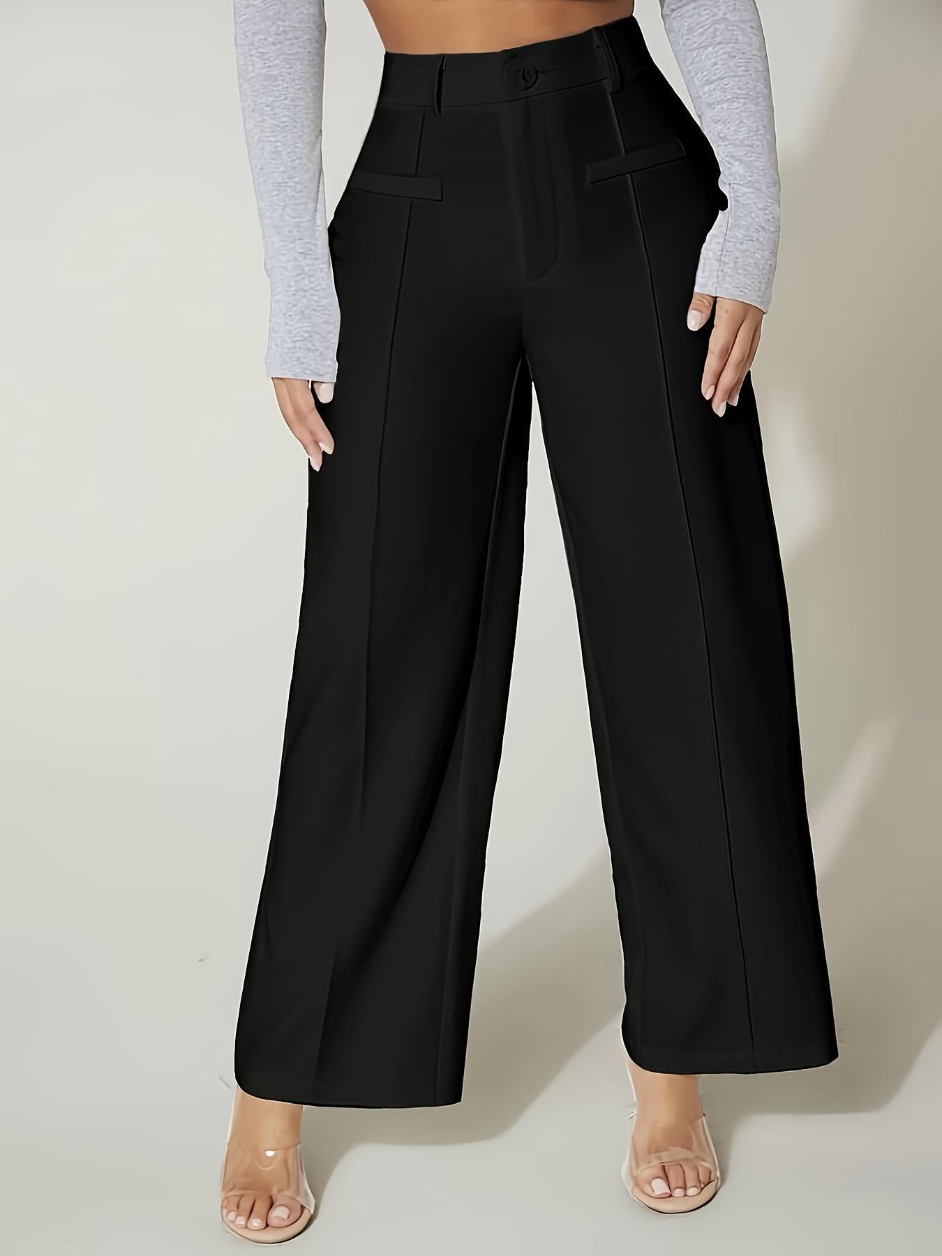 Pantalones casuales de cintura alta y pierna recta para mujer 