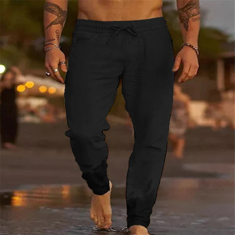 Men's Solid Color Drawstring Casual Pants