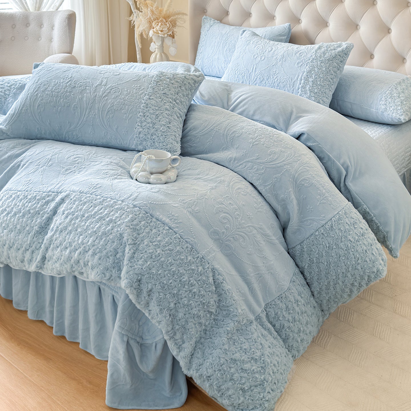 Carved milk velvet bedding