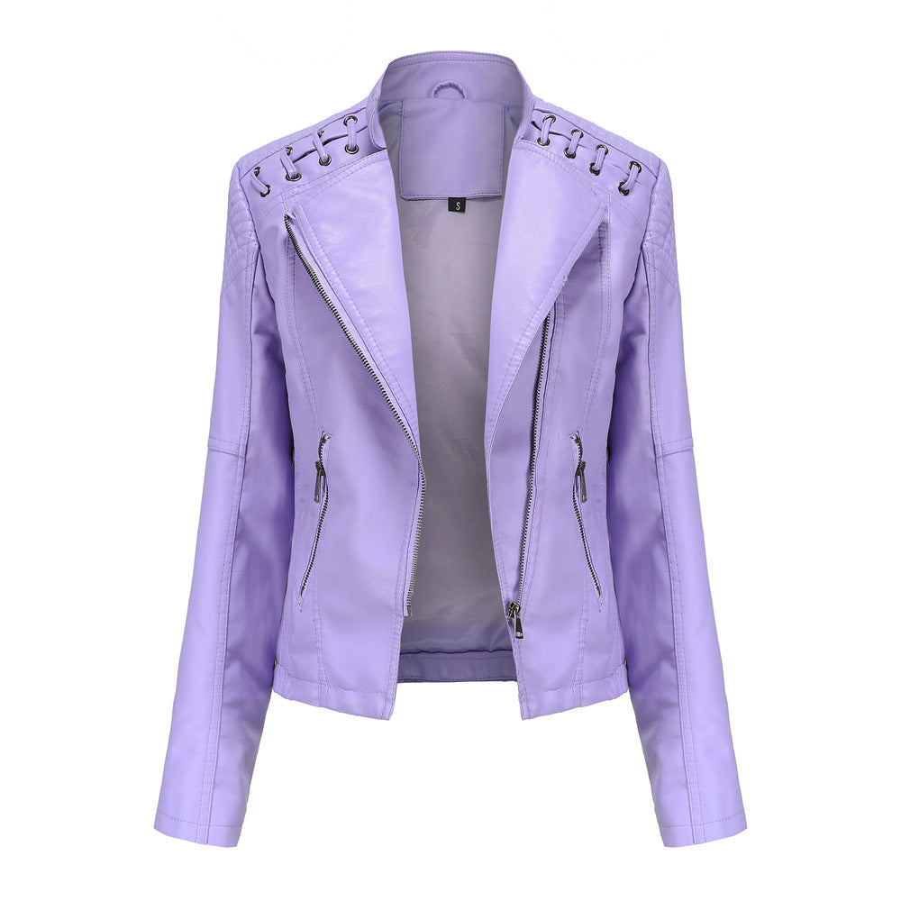 Womens Slim Fit PU Leather Jacket