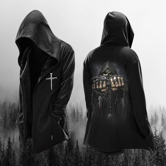 Loose hooded sweatshirt jacket