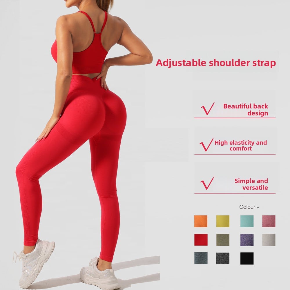Conjunto de pantalones de yoga para correr largos y de alta elasticidad 
