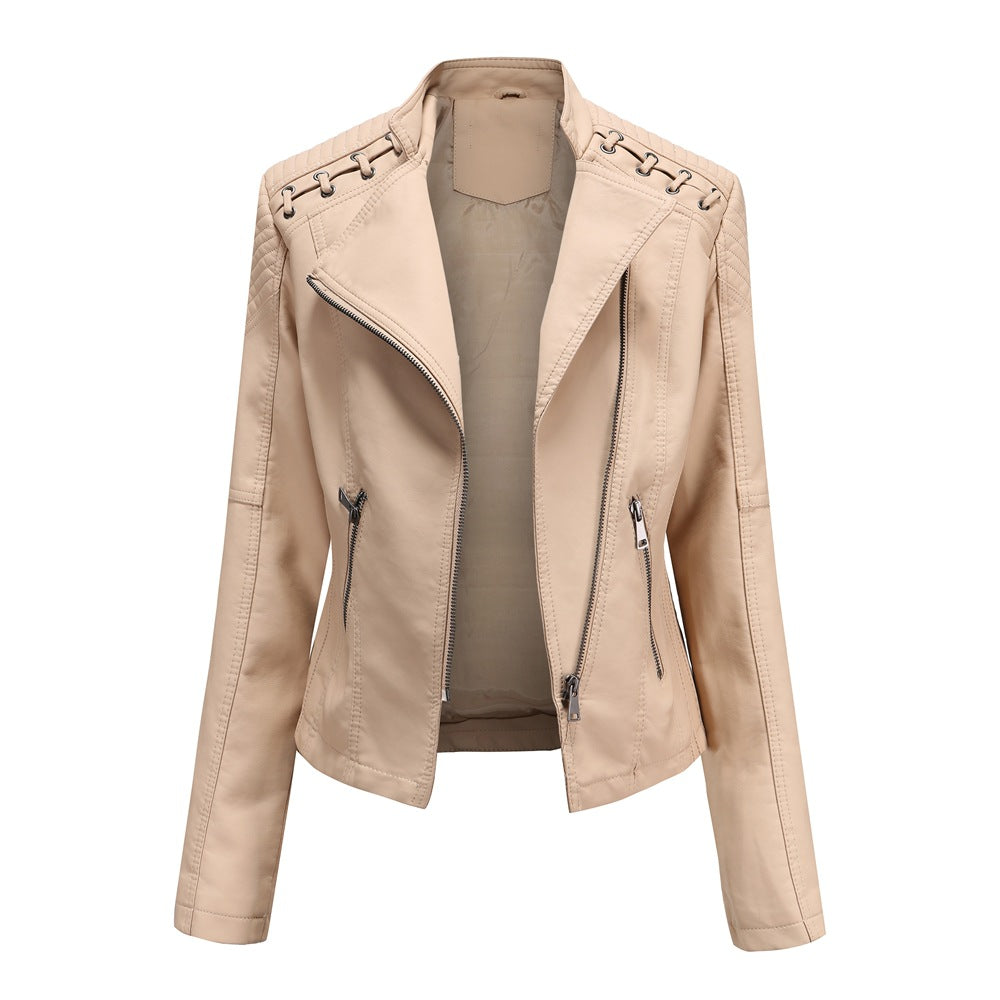 Womens Slim Fit PU Leather Jacket