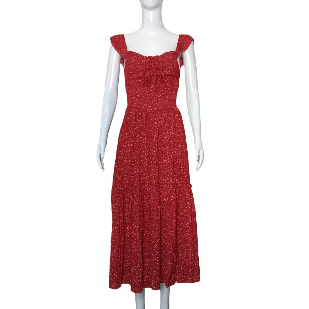 Women's halter neck floral square dress