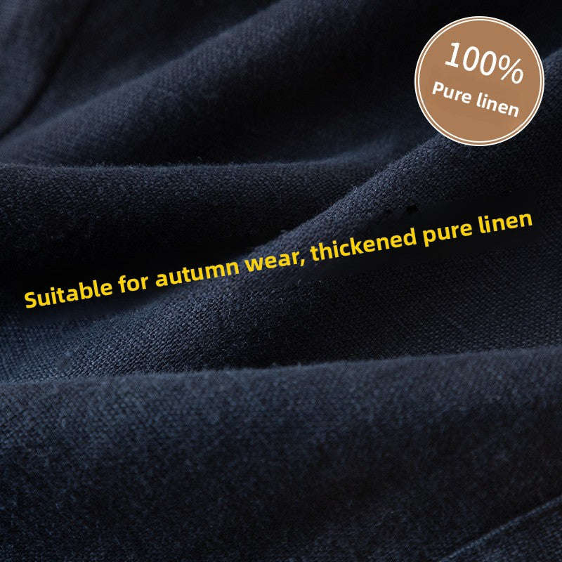 Linen Wide-Leg High-Waisted Pants