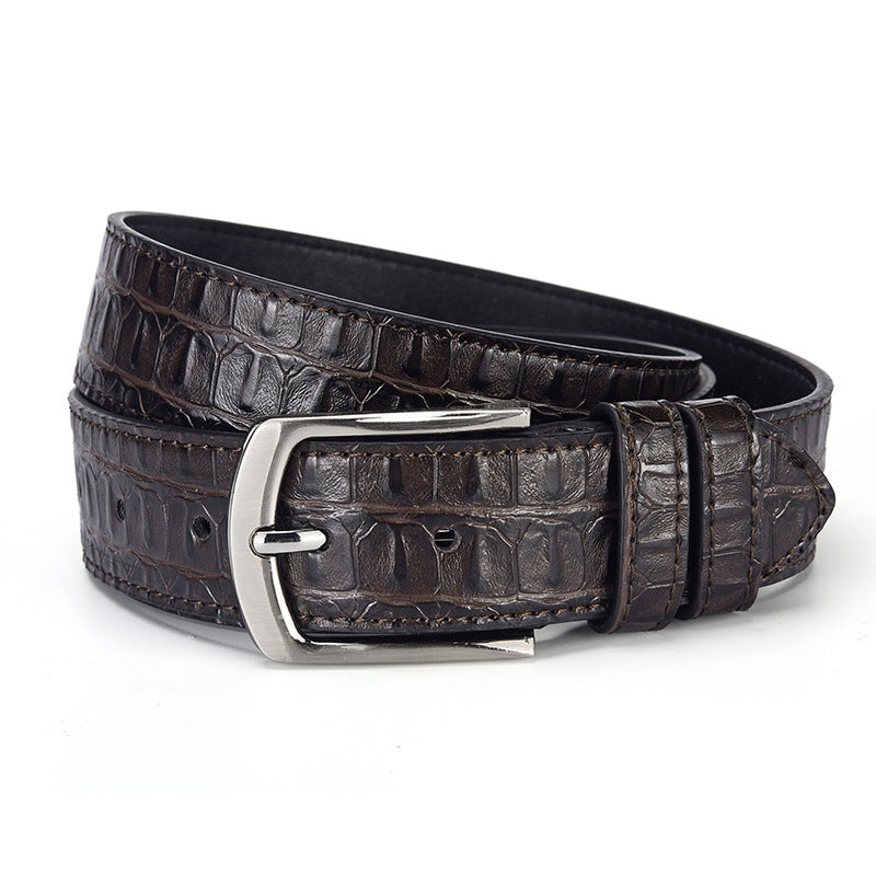 Men's Crocodile Pattern Pin Buckle Belt
