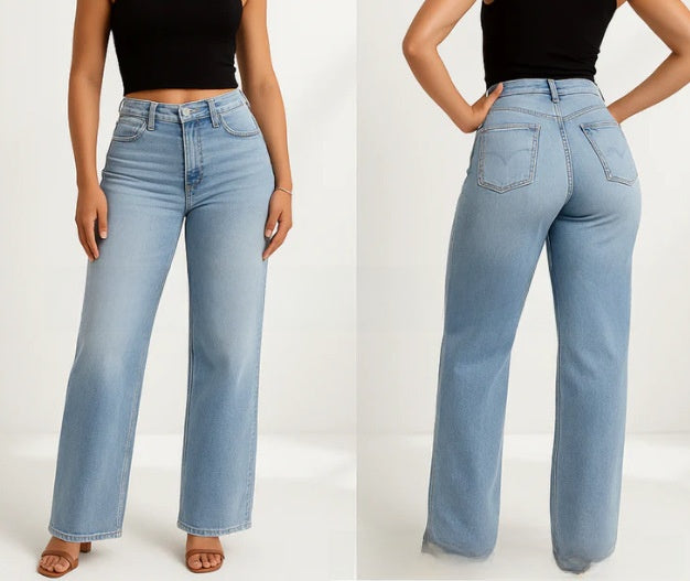Vaqueros vintage ajustados para mujer 