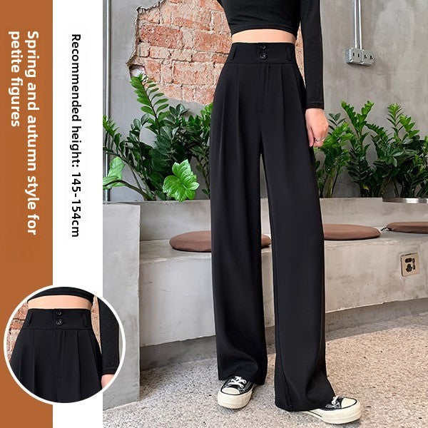 Women's slim wide-leg pants with high-waisted trousers