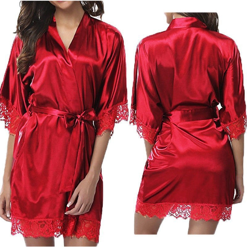 Plus size robe sexy bathrobe ice silk pajamas