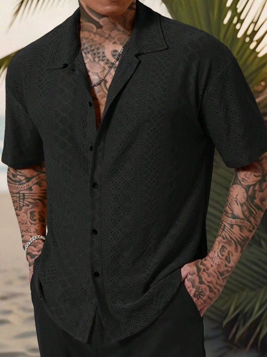 Men's Short Sleeve Jacquard Casual Shirt