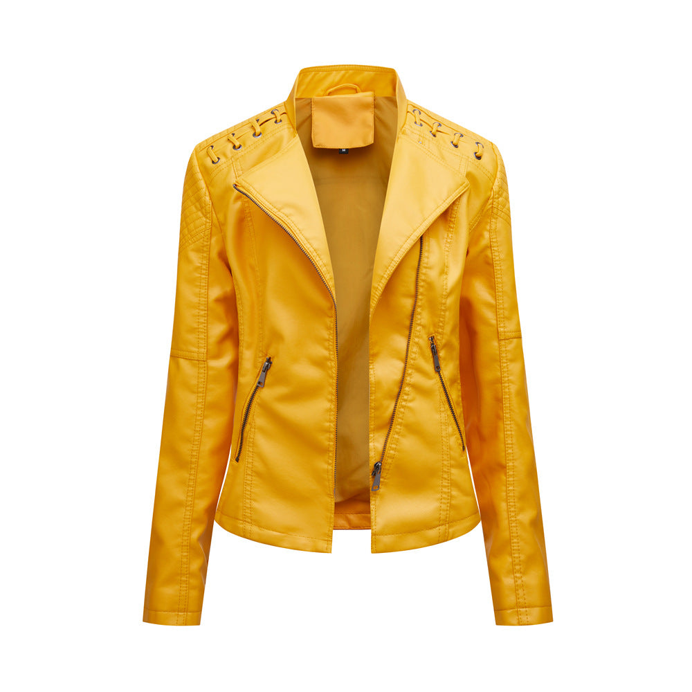 Womens Slim Fit PU Leather Jacket