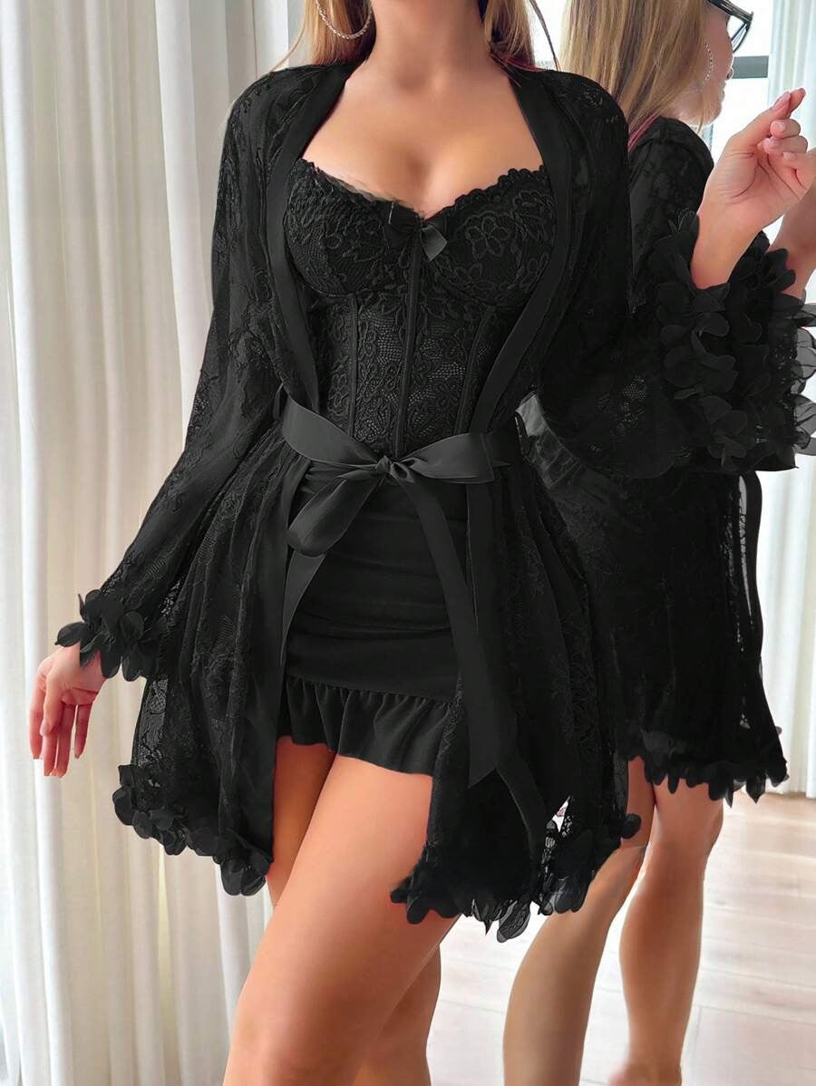 Elegant see-through women's lingerie set