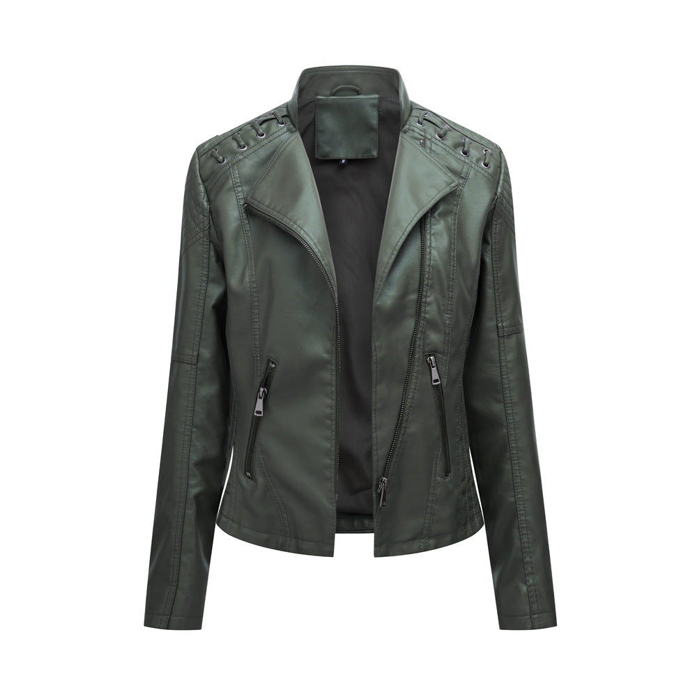 Womens Slim Fit PU Leather Jacket
