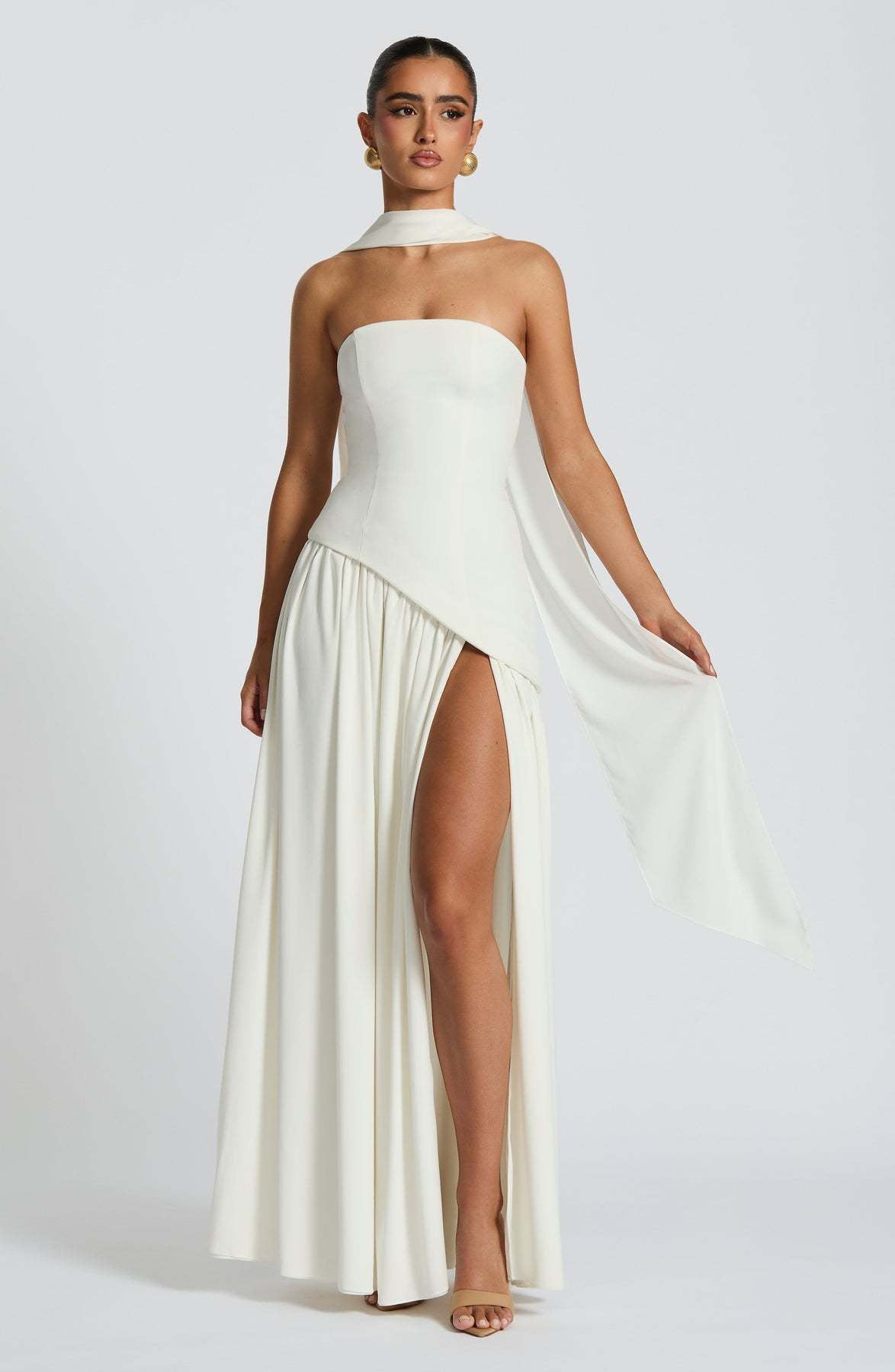 Strapless High Split Backless Long Dress