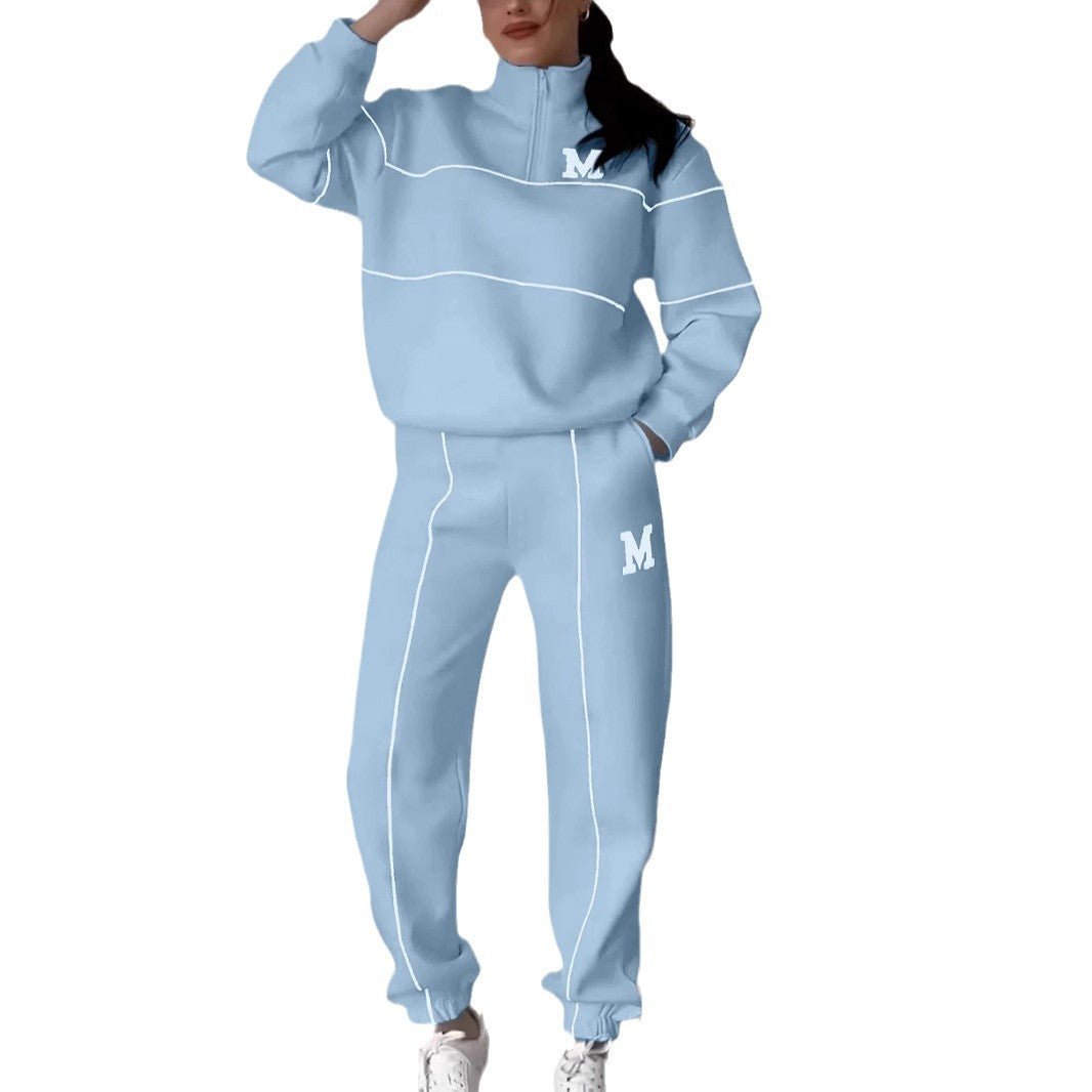 Women's Letter Stamping Casual Sports Two-Piece Suit