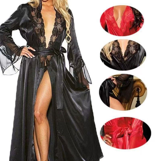 Vestido largo de lencería de seda helada para mujer