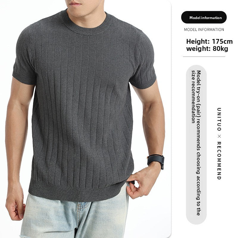 Ribbed Texture Knit T-Shirt
