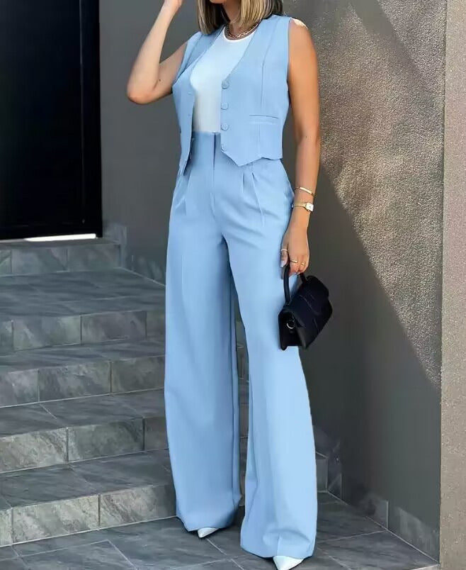 Fashionable suit vest waistcoat wide-leg pants